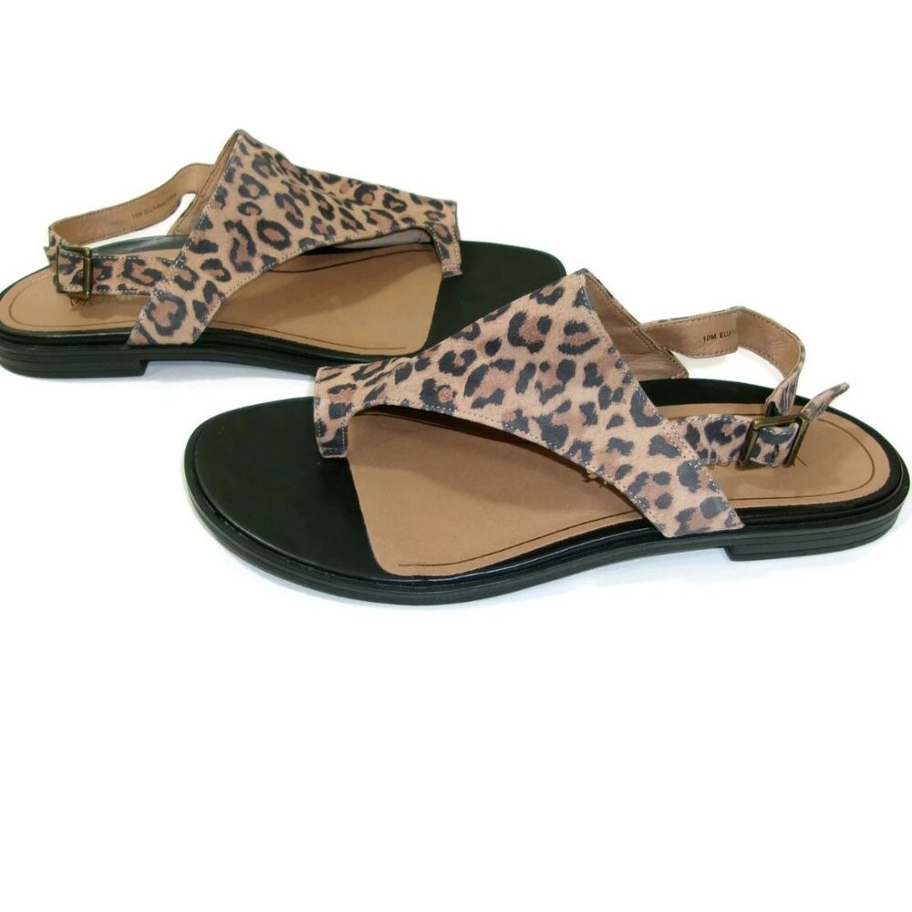 Vionice Womens Ella Toffee  Leather Leopard Print Sandals Shoes Size 10 M - Picture 6 of 16